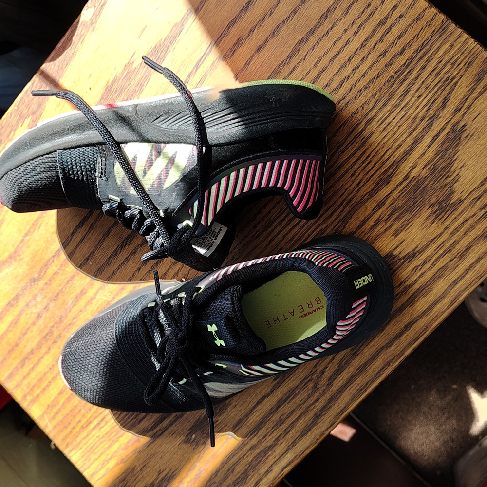 Under Armour Black and Neon Yellow Athletic Shoes